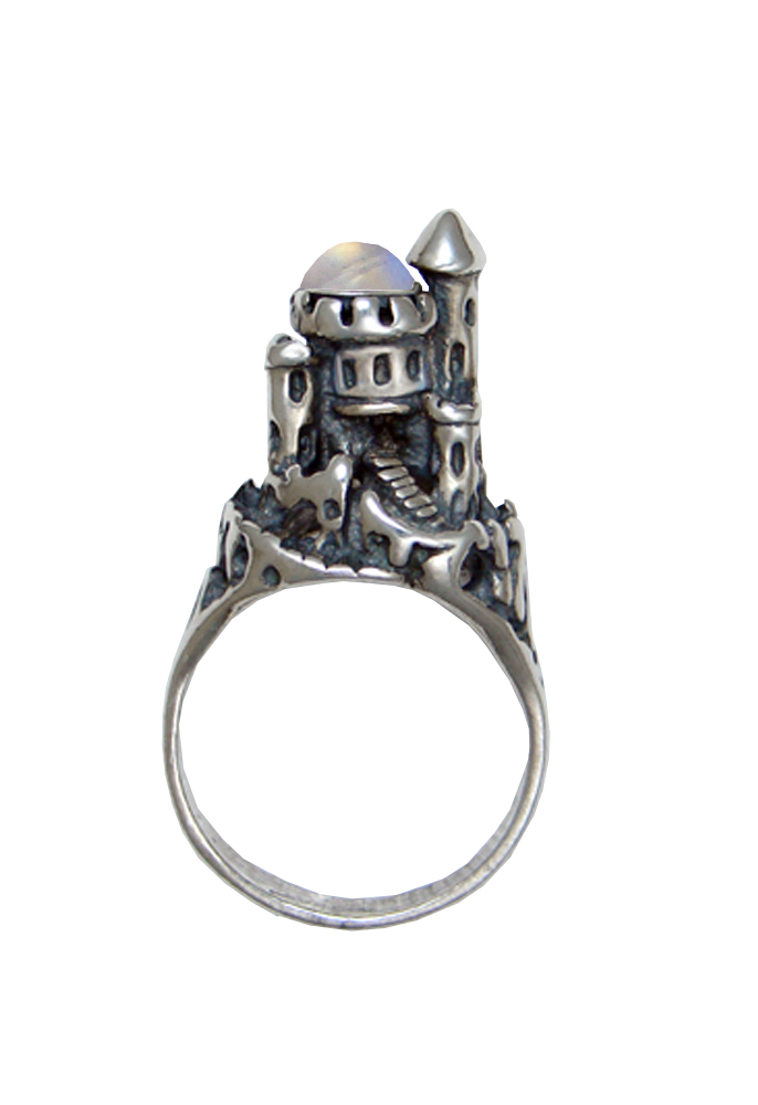 Sterling Silver Castle of Dreams Ring With Rainbow Moonstone Size 5